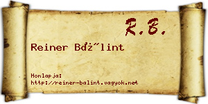 Reiner Bálint névjegykártya